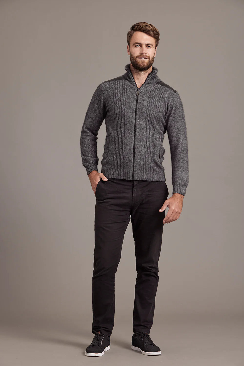 Zip Jacket with Leather Trim
