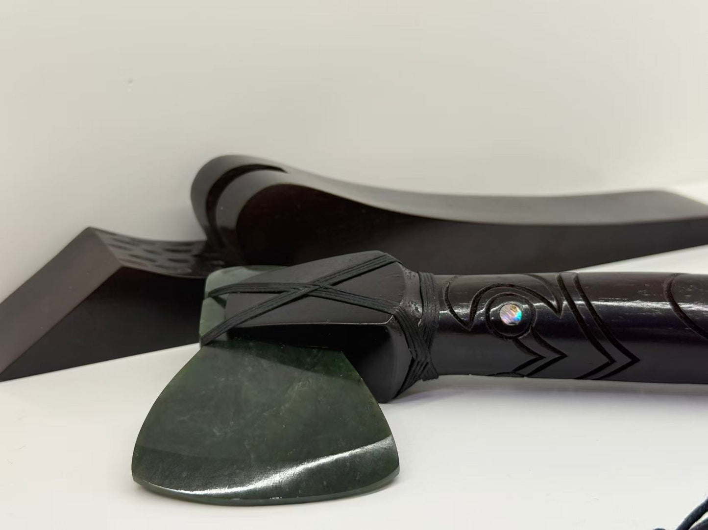 Dale Aquar Us Carved Axe With Green Stone