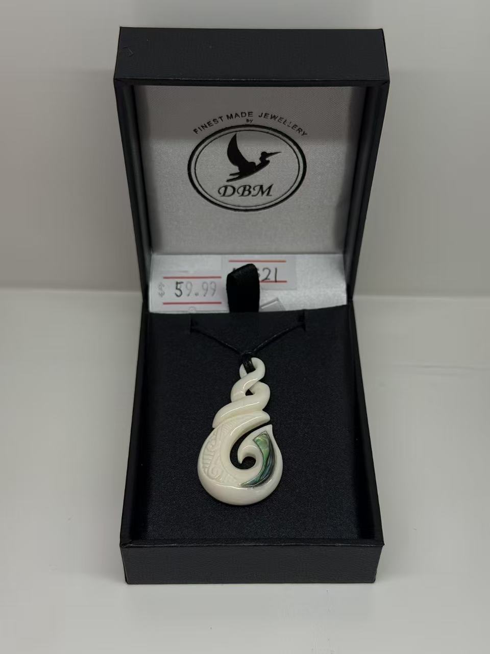 Dale Aquar Us Bone Paua Hook Twist Necklace