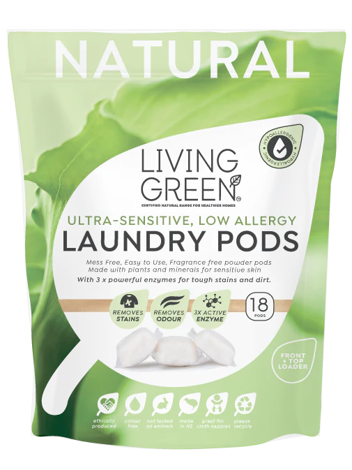 Living Green Laundry Pods, Ultra Sensitive, 18 Pack