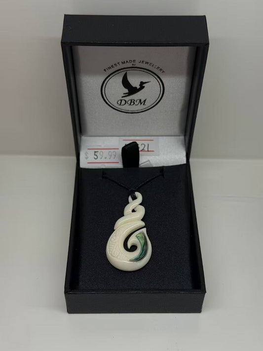 Dale Aquar Us Bone Paua Hook Twist Necklace