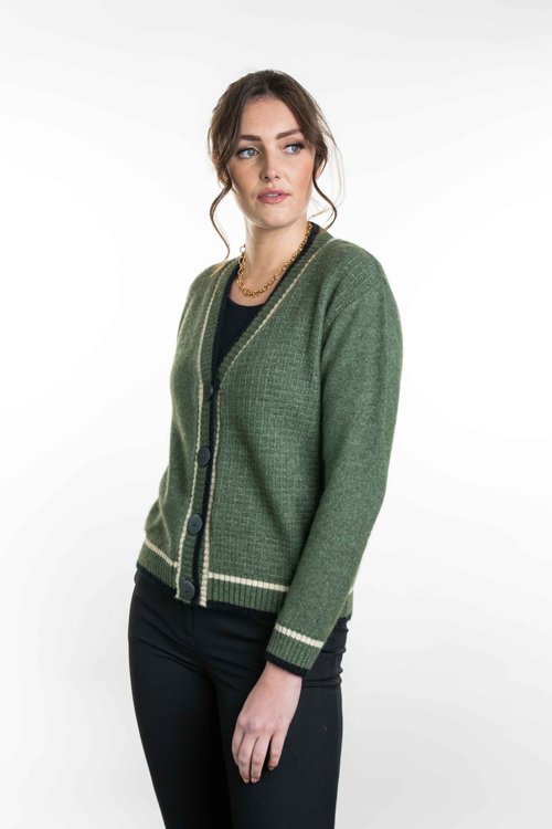 Contrast Textured Cardigan
