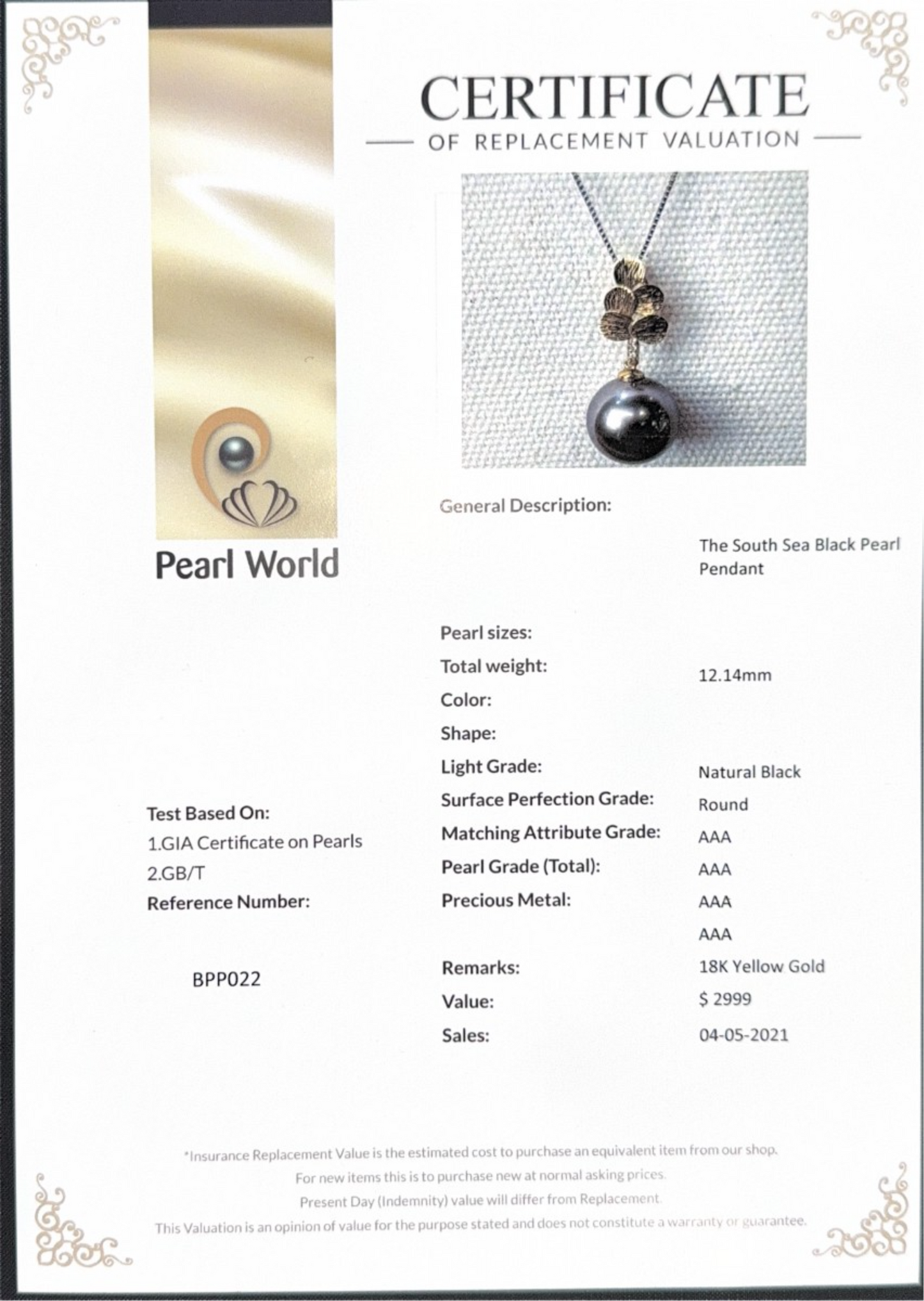 The South Sea Black Pearl Pendant