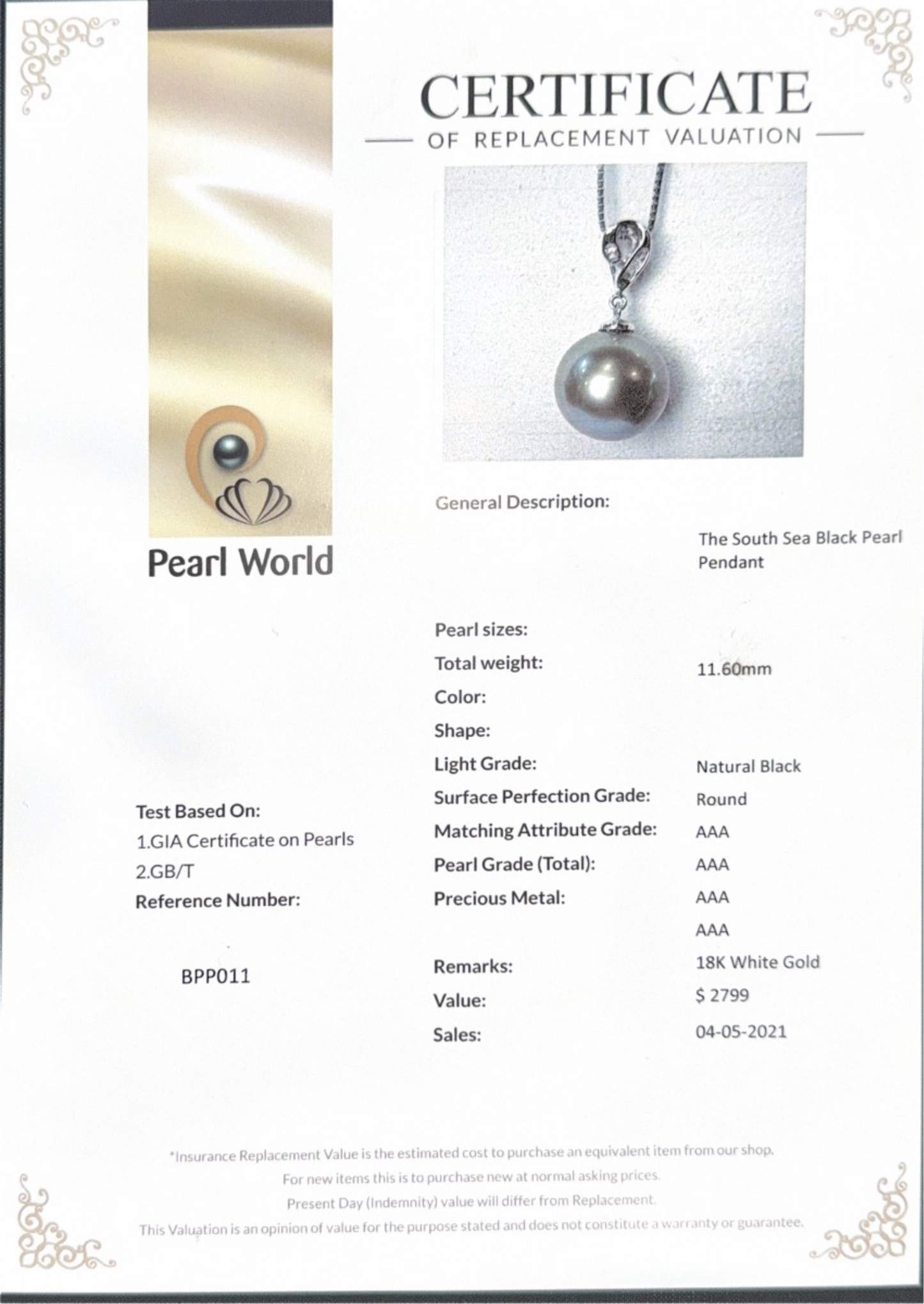 The South Sea Black Pearl Pendant
