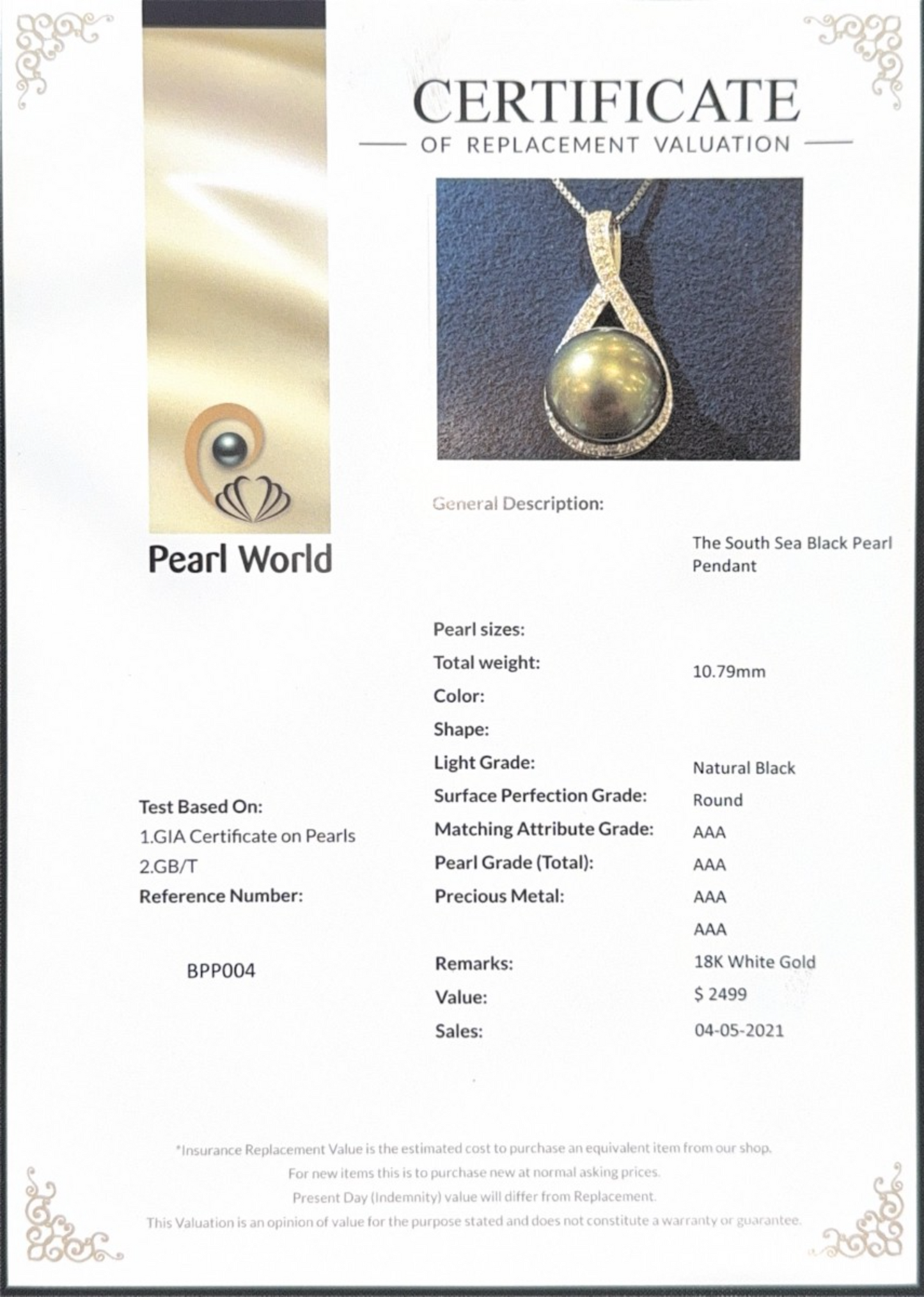 The South Sea Black Pearl Pendant