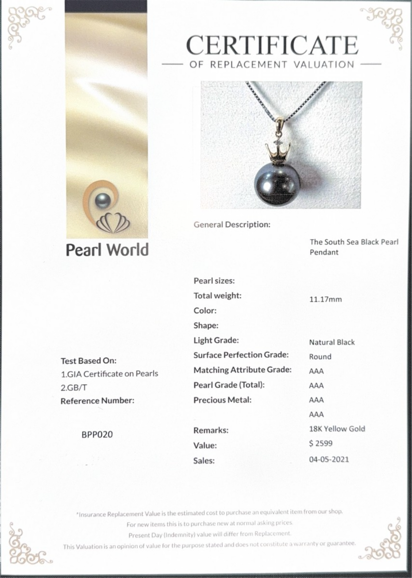 The South Sea Black Pearl Pendant