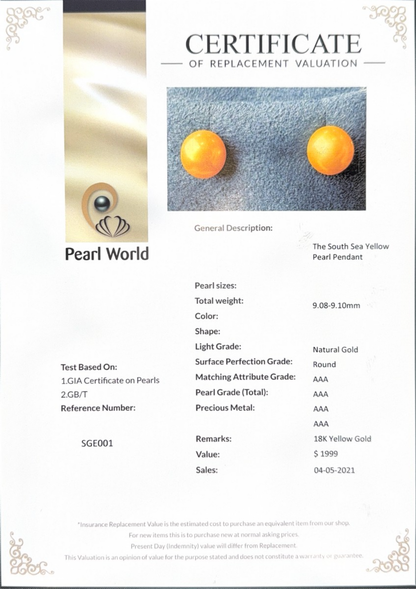 The South Sea Yellow Pearl Earrings