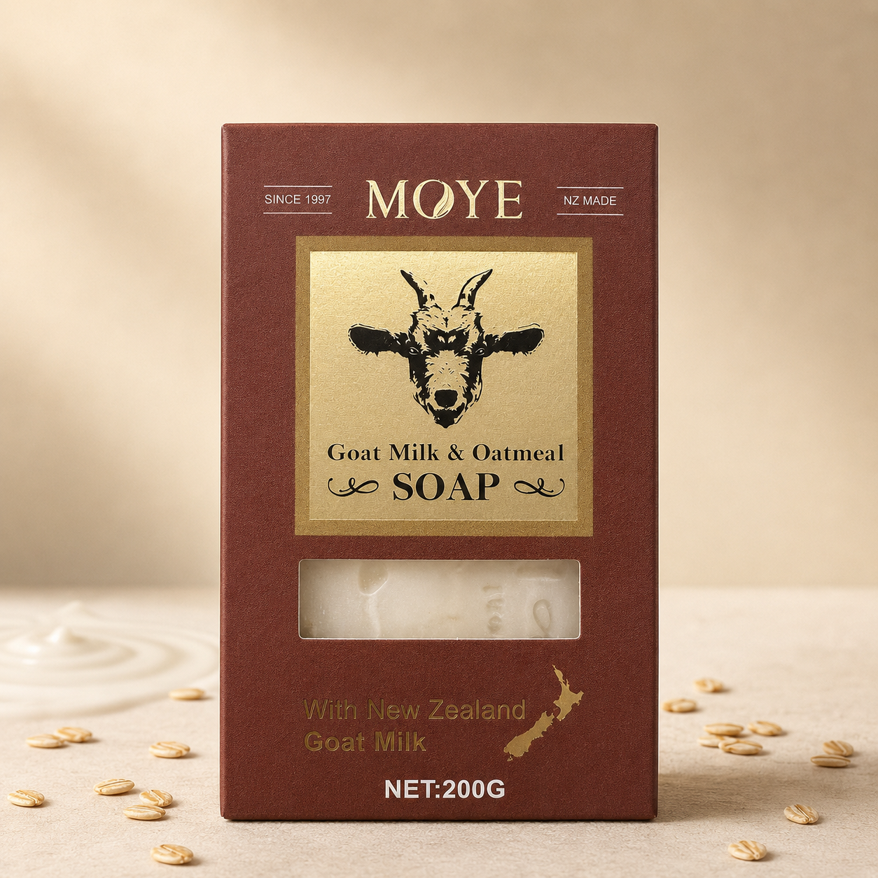 Moye Goat Milk and Oatmeal Soap 200g front packaging