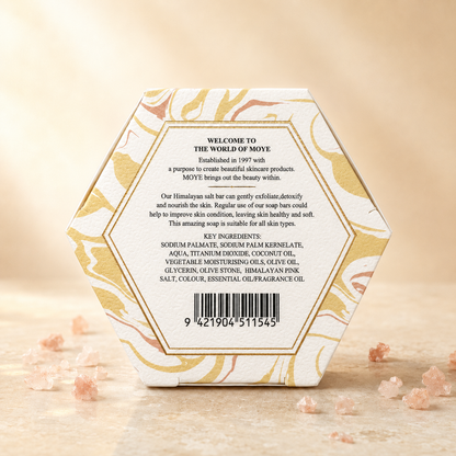Moye Himalayan Pink Salt Soap Unique Rose 100g back packaging with ingredients