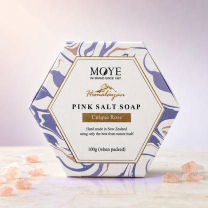 Moye Himalayan Pink Salt Soap Unique Rose Purple Box 100g front packaging